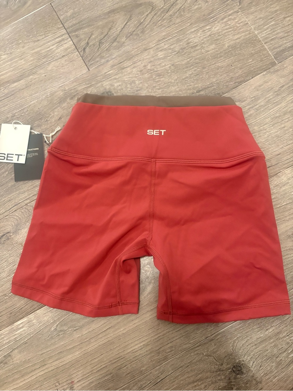 SET Active Red High-Rise Athletic Bike Shorts